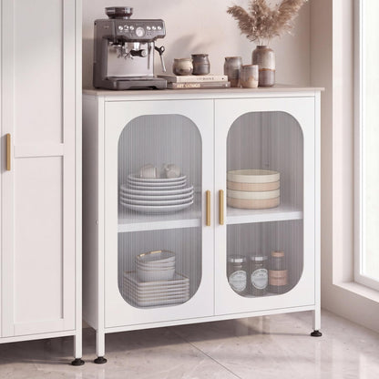Kitchen Sideboard with 2 Translucent Doors & Adjustable Shelf