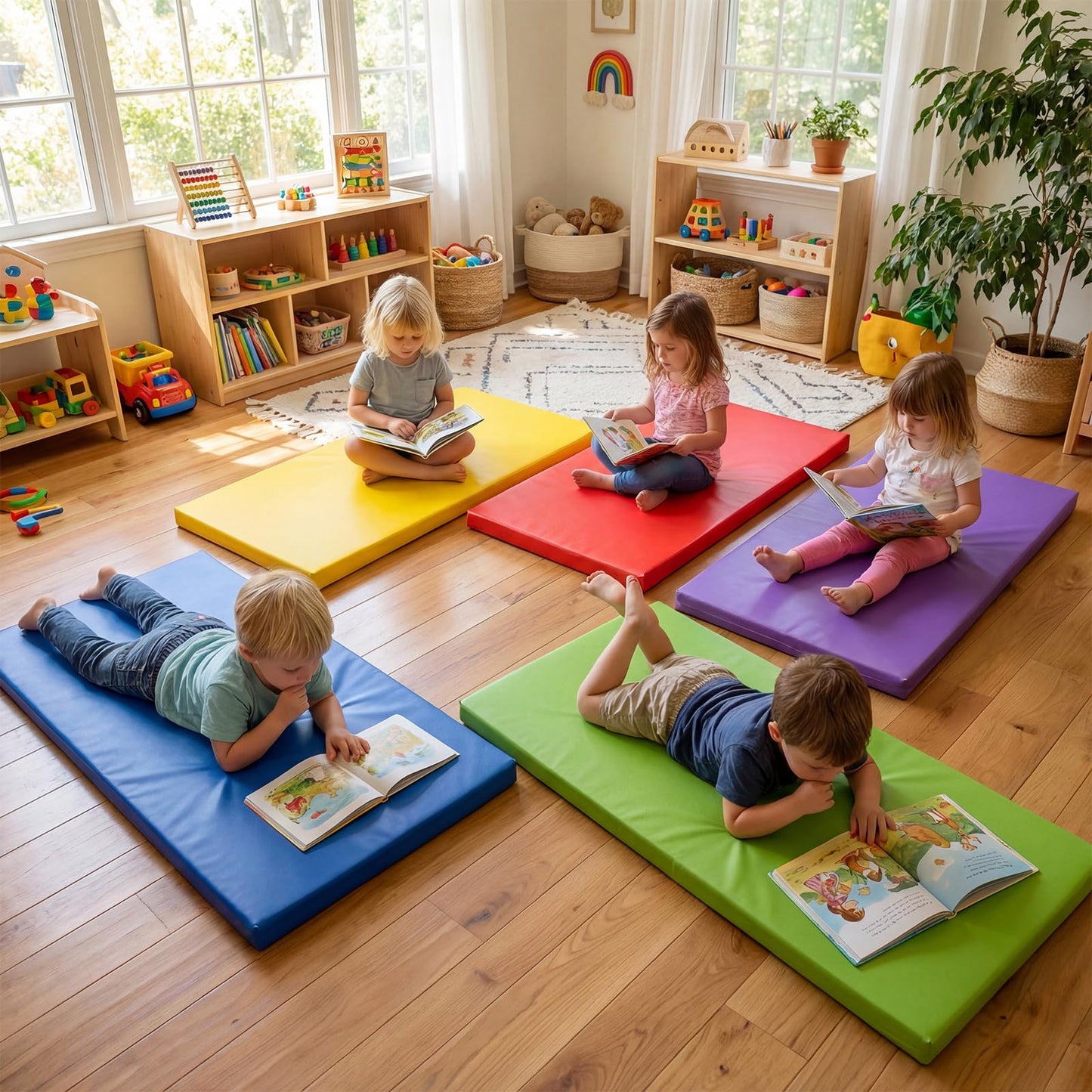 5 Pcs Kids Nap Mat, 5.5cm Thick Sponge Children Floor Rest Mats
