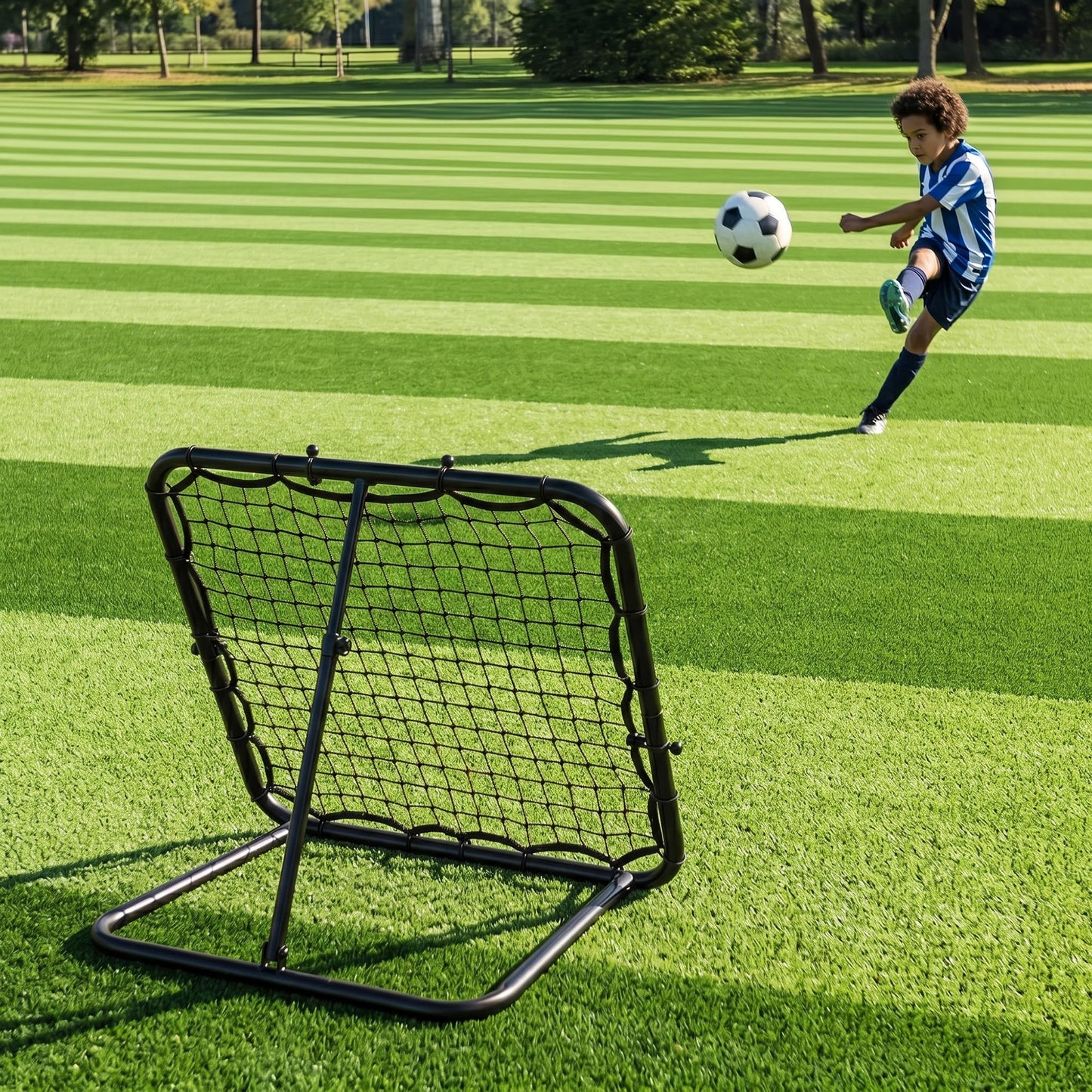 Foldable Football Rebounder Net, Football Training Net with Metal Frame
