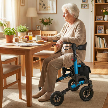Folding Rolling Walker with Seat and Mesh Backrest for Seniors