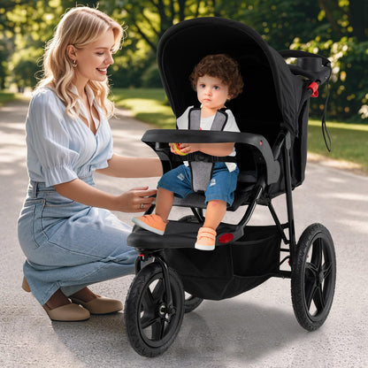 Foldable Jogging Stroller with Adjustable Canopy Reclining Seat