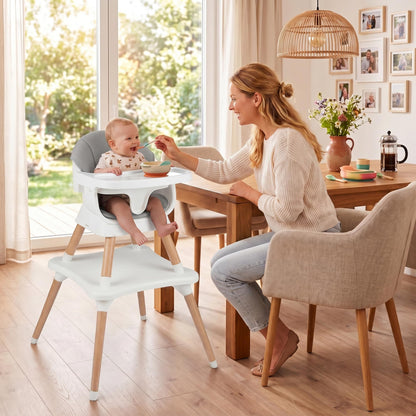 9 in 1 Convertible High Chairs for Toddlers, Infant Highchairs with Solid Wood Legs