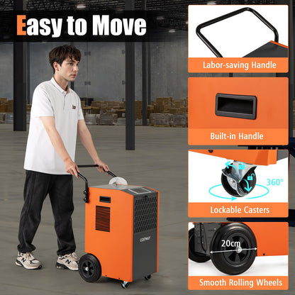 73 L/Day Industrial Dehumidifier with Drain Hose and Timer