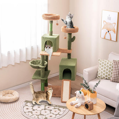 160 cm Multi-level Cactus Cat Tree for Indoor Cats with Scratching Posts