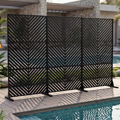 183 CM Freestanding Metal Outdoor Privacy Screen for Patio Garden