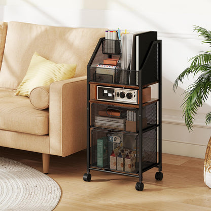 Rolling File Utility Cart with 2 Drawers and Lockable Wheels for Home Office