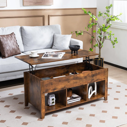 Rising Center Table with Lift Top Hidden Compartment