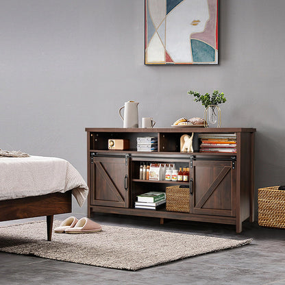 Sliding Barn Door Farmhouse Flat Screen Console for 65 Inch TVs