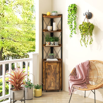 6 Tier Industrial Corner Storage Shelf with Adjustable Shelf