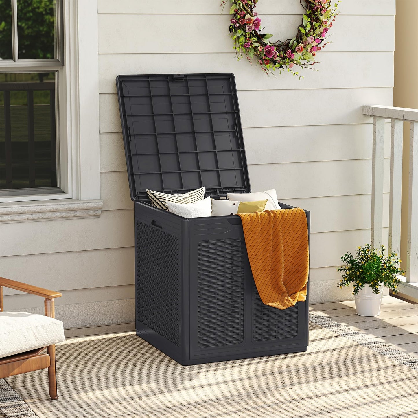 Weatherproof Patio Container with Lockable Lid for Patio