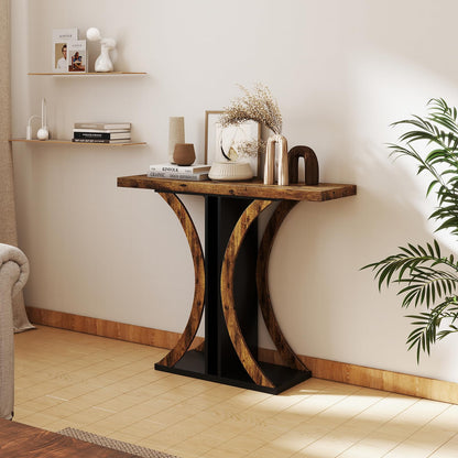 Console Table 100 cm Rectangular Entryway Table with Geometric Frame