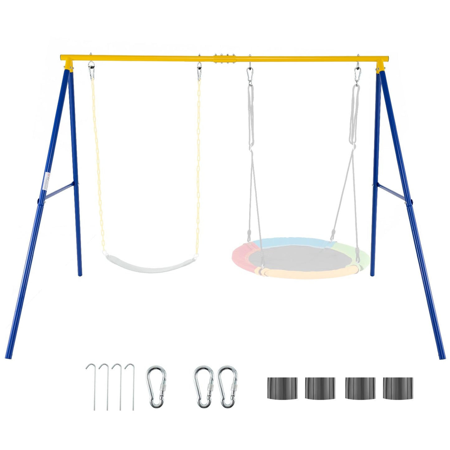 A-Frame Metal Swings Stand with Belt Swing and Nest Swing