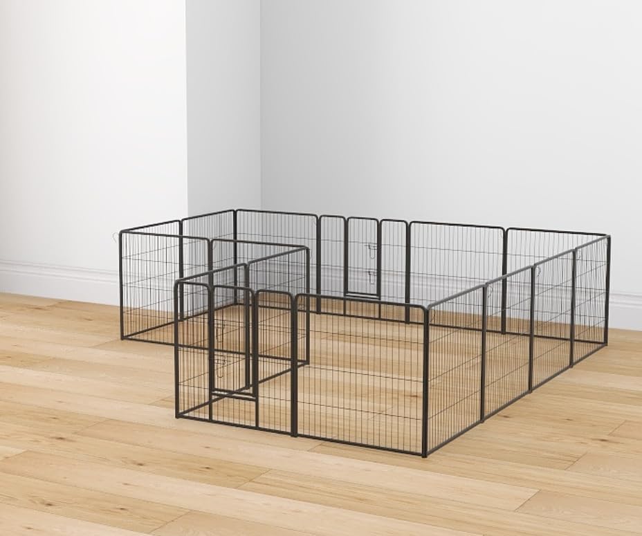 16 Panel 80cm Height Pen Fence with Lock and Large Door
