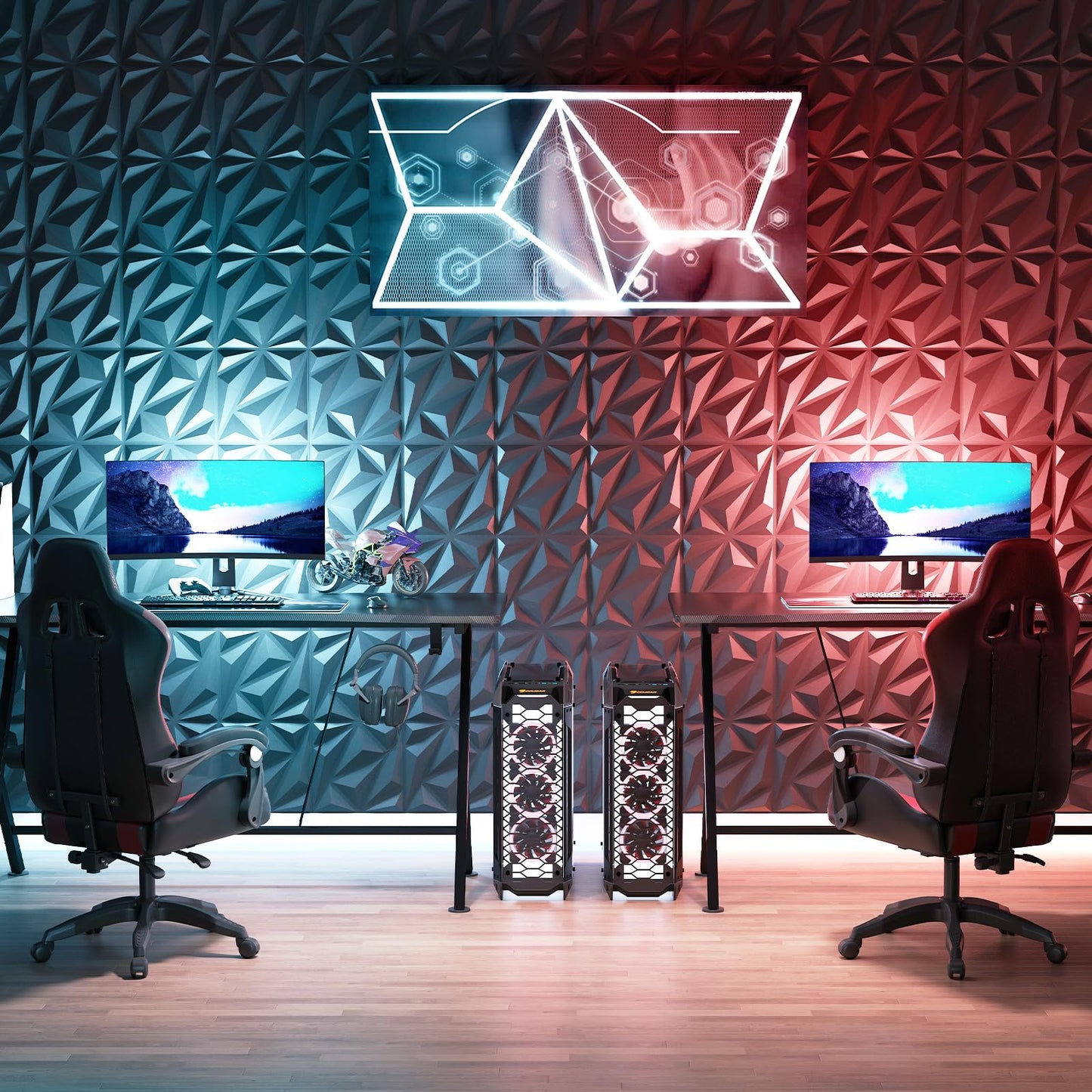 20-Pack 3D Acoustic Wall Panels with Diamond Texture