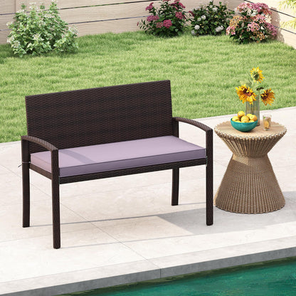 2 Seater Wicker Leisure Loveseat with Soft Seat Cushion