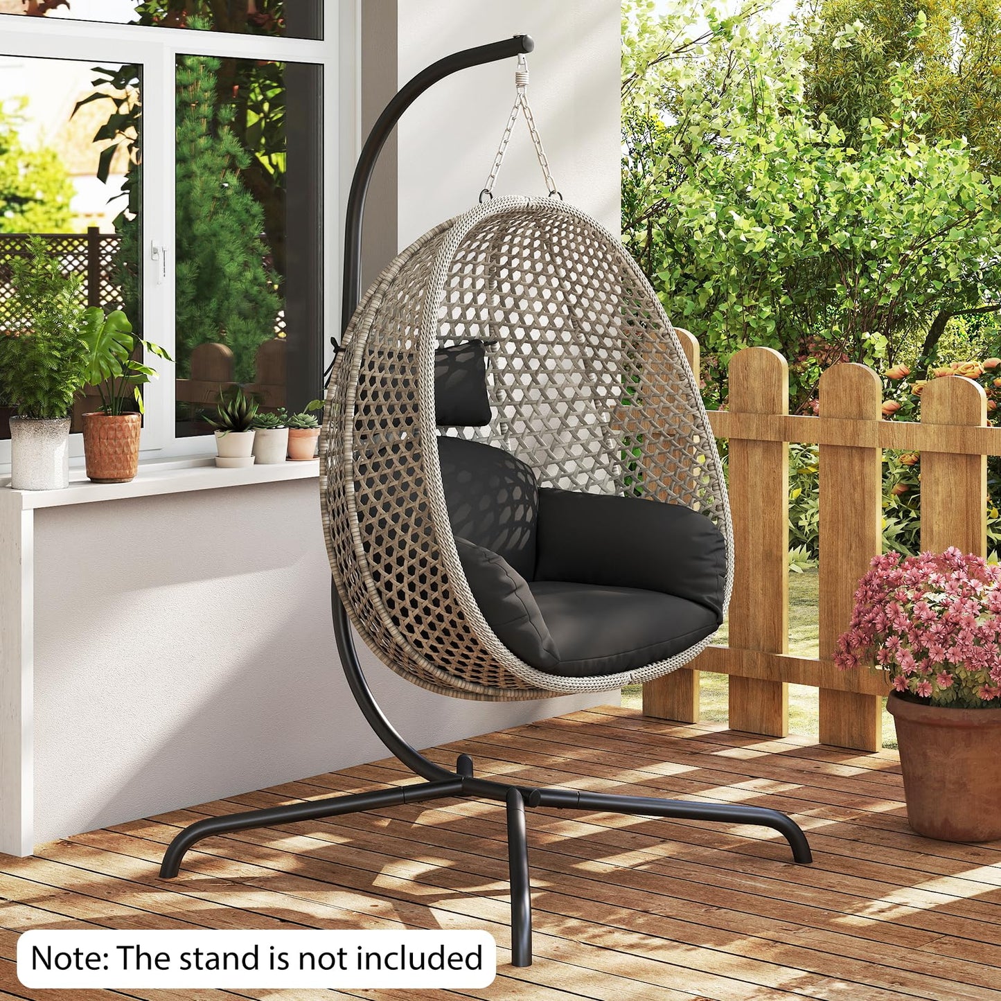 Swing Egg Chair with Soft Thick Cushion and Head Pillow