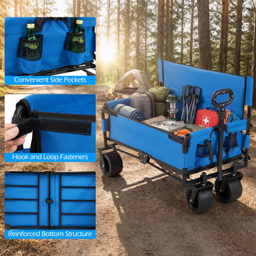 Collapsible Folding Beach Cart with Soft Cushions and Wheels