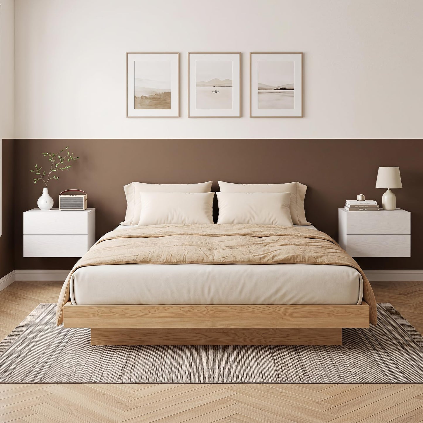 Floating Bedside Table, Small Wall Mounted Nightstand