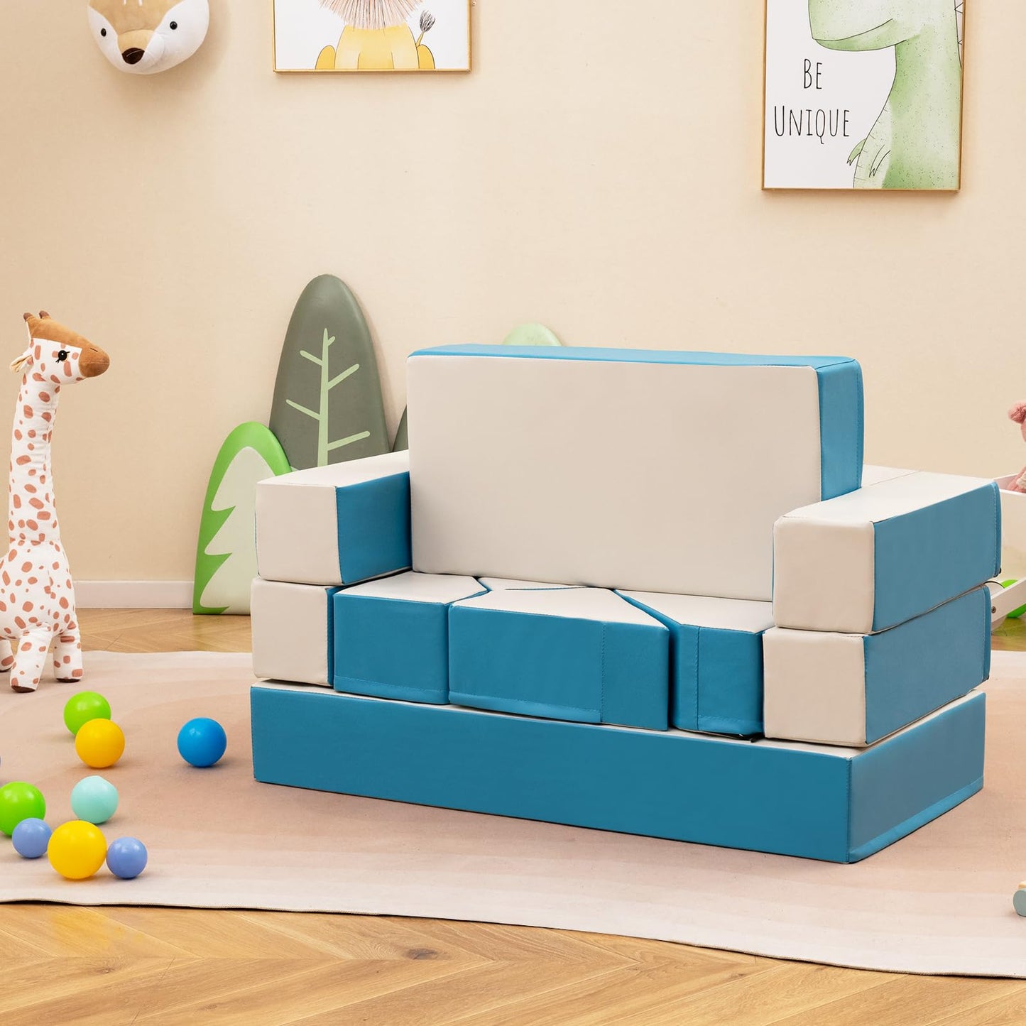 8-Piece Climb and Crawl Foam Set 4 in 1 Convertible Children Soft Play Blocks