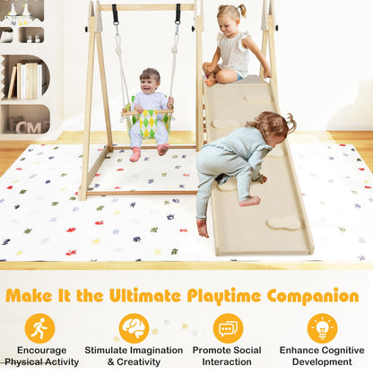 Kids Climbing Frame, Wooden Children Climber Playset with Swing, Ladder