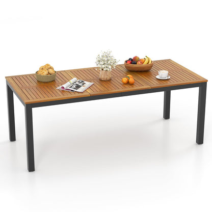 8 Seater Outdoor Dining Table with Umbrella Hole for Poolside Backyard
