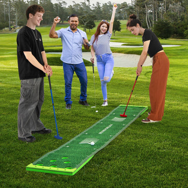 11 FT Putting Green Mat with 2 Adjustable Putters 6 Balls and 12 Hole Covers for Party