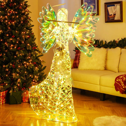 Lighted Angel Christmas Decoration with Flute and 250 LED Lights