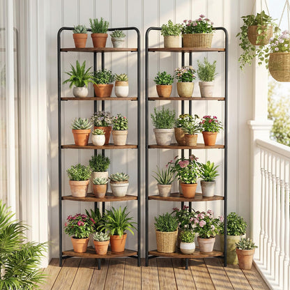5-Tier Corner Shelf, Freestanding Bookshelf Ladder Shelving Unit