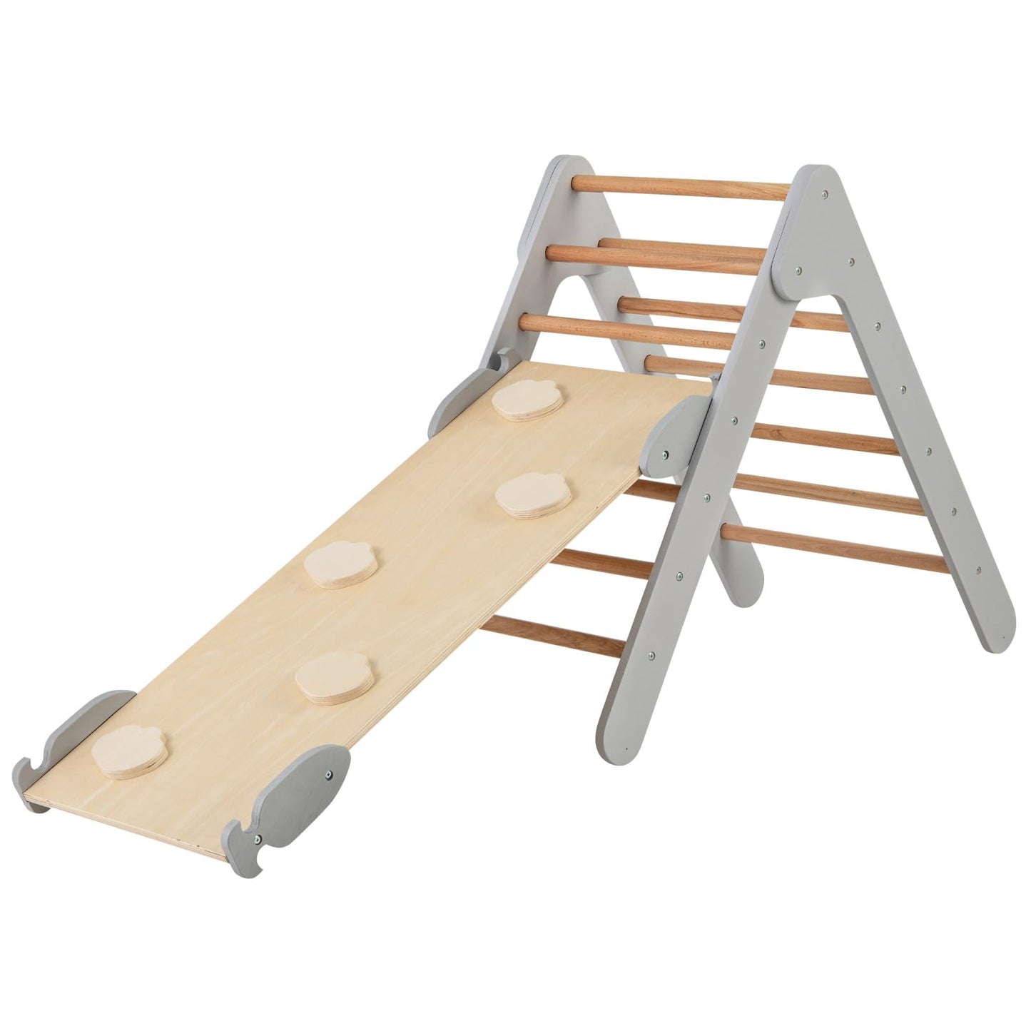 Giantex  Toddler Climbing Frame Kids Wooden Montessori Triangle Climber with Double Sided Ramp