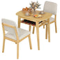 3-Piece Dining Table Set with Solid Wood Frame & Seat