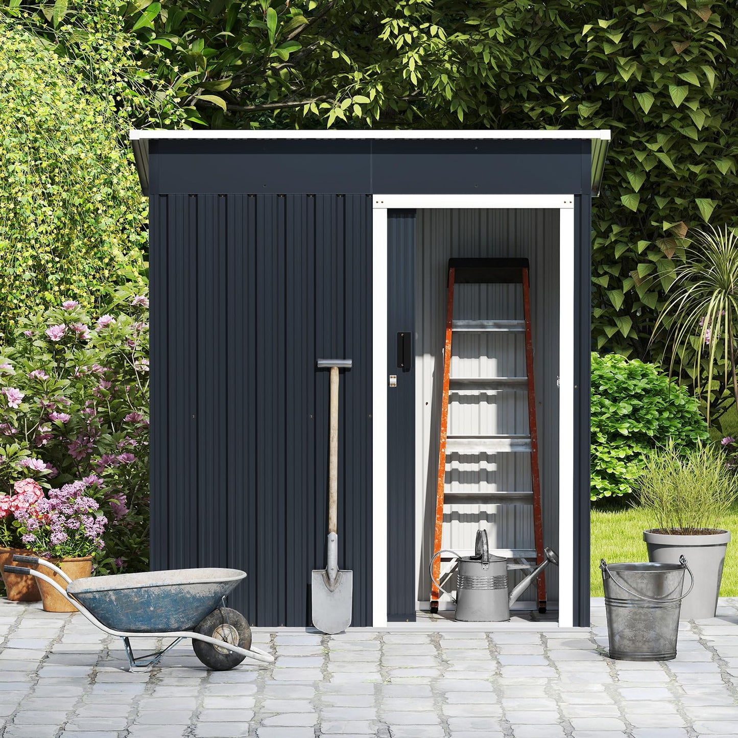 5.5 x 3ft Metal Garden Shed for Patio Backyard Lawn