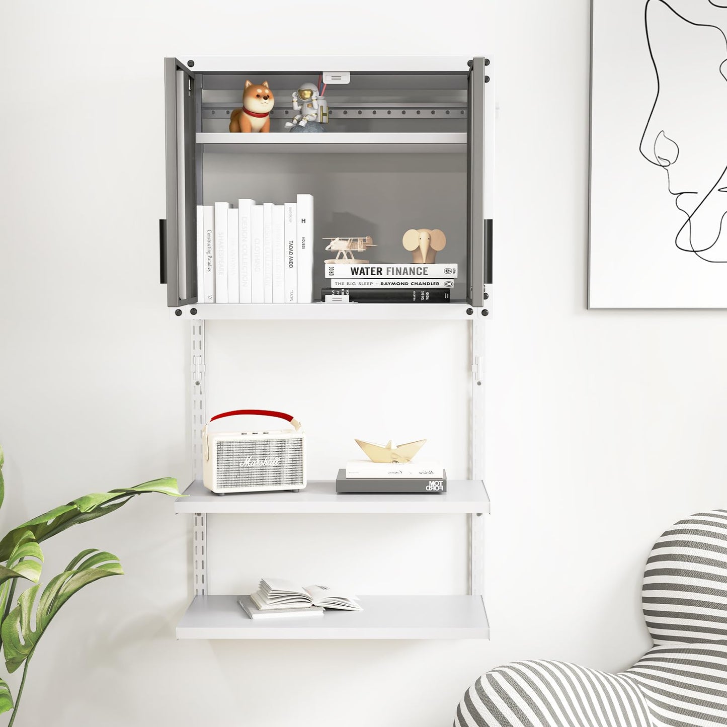 Metal Wall Cabinet with Lock and 3 Adjustable Shelves