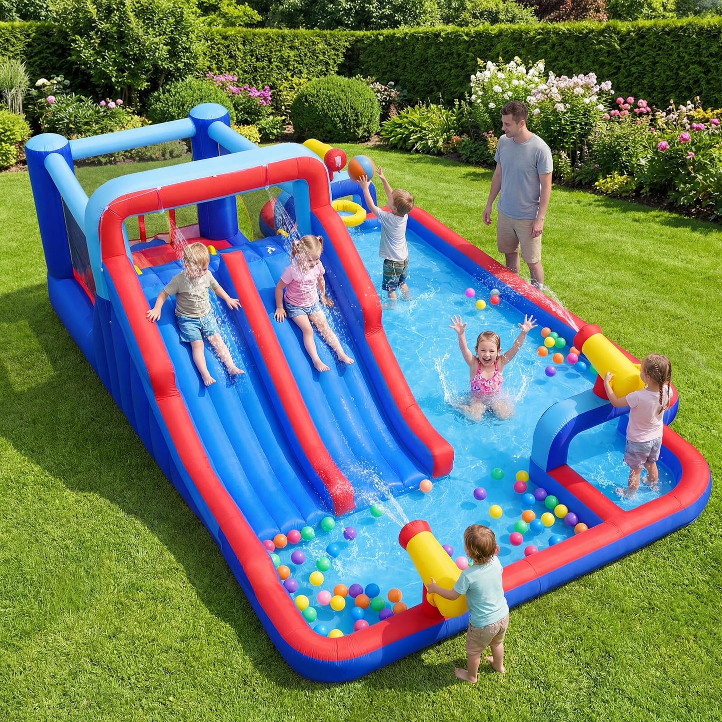 5 in 1 Mega Kids Bouncy Castle with Dual Slides