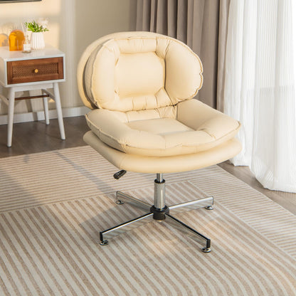 Armless Office Chair with Double Padded Back and Criss Cross Metal Base