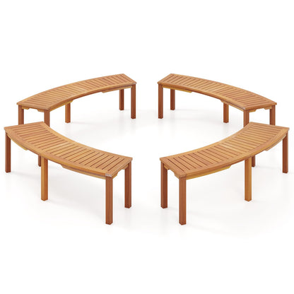 Curved Fire Pit Bench with Slatted Seat and Painted Surface