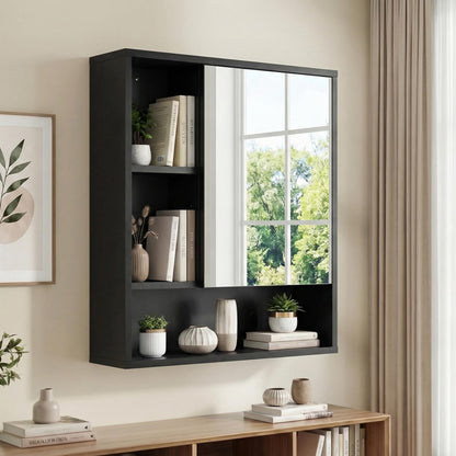 Wall Mounted Storage Organizer with Mirror for Bathroom