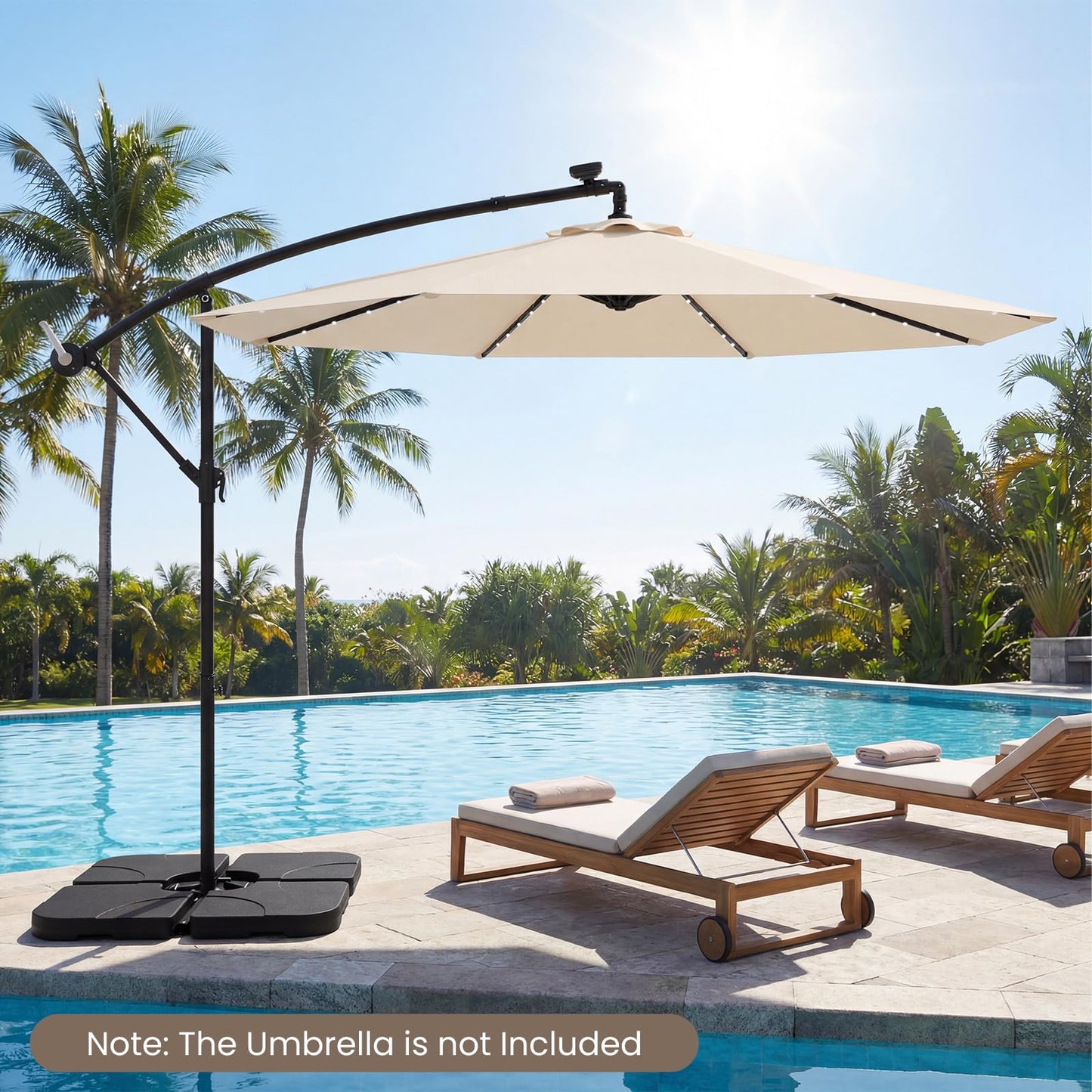 4-Piece 72 KG Heavy-Duty Cantilever Offset Patio Market Umbrella Base