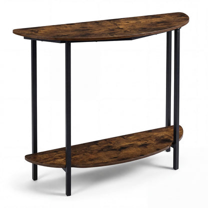 2-Tier Industrial Sofa Couch Table with Open Storage Shelf and Heavy-duty Metal Frame