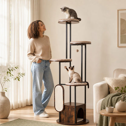 183cm Tall Multi-Level Cat Tree, Morden Cat Tower