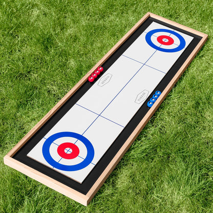 2-In-1 Tabletop Curling Game & Shuffleboard Board Games