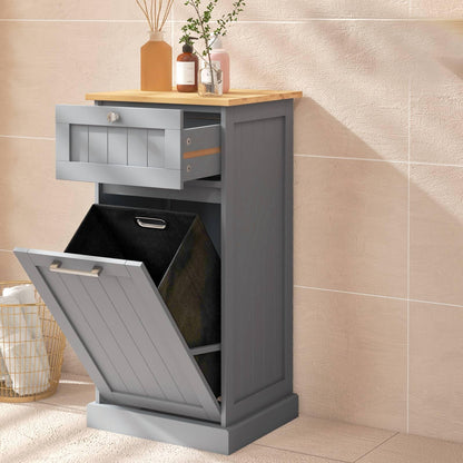Laundry Cabinet with Basket Freestanding Tilt Out Laundry Hamper with Drawer