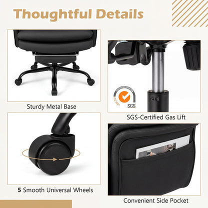 Ergonomic Cross Legged Office Chair with Retractable Footrest Adjustable Armrests for Home Office