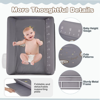 Baby Changing Table Foldable Infant Care Station with Wheels & Trash Can