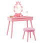 Kids Vanity Set with Lighted Mirror and Adjustable Brightness for Kids Aged 3 to 7 Years Old