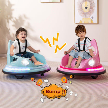 12V Kids Ride On Bumper Car with Dual Joysticks and 5 Light Effects