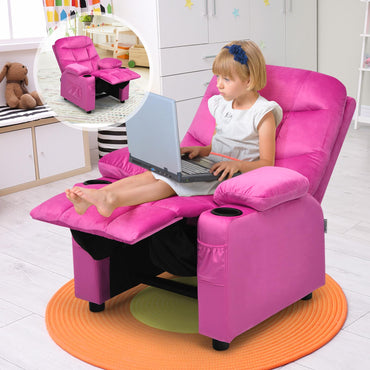 Adjustable Larger Kids Lounge Recliner Chair with 2 Cup Holders