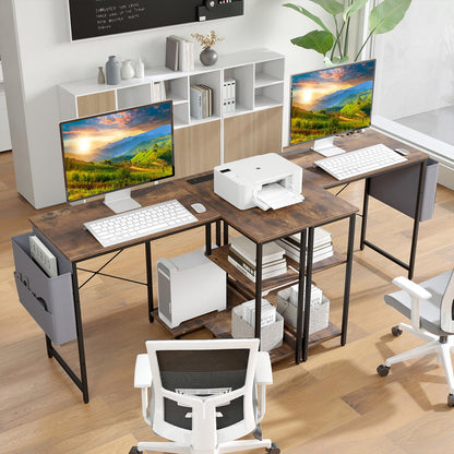 L Shaped Computer Desk, 101 cm Corner Table with Storage
