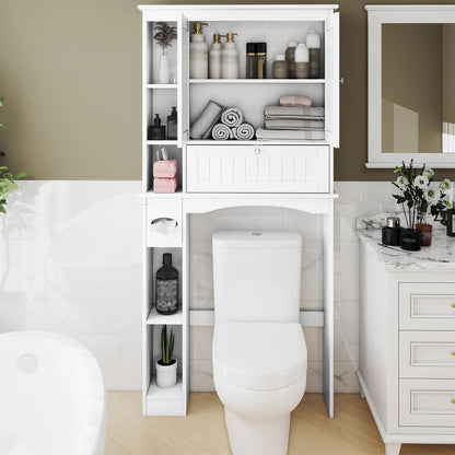 Over the Toilet Storage Cabinet with Adjustable Shelf and Bottom Bar