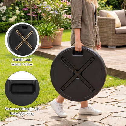Round Parasol Base, 30kg Water and Sand Fillable Patio Umbrella Holder