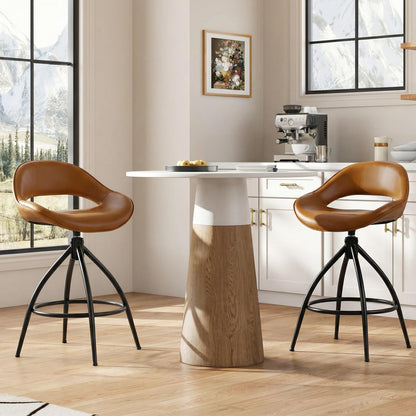 Swivel Bar Stools Set of 2 Counter Height Barstools with Backrest and Footrest